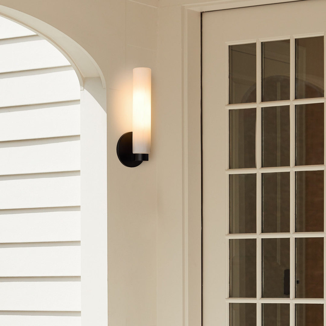 Rivora Fluted Glass Indoor Outdoor Sconce - Modern Wall Light for Home