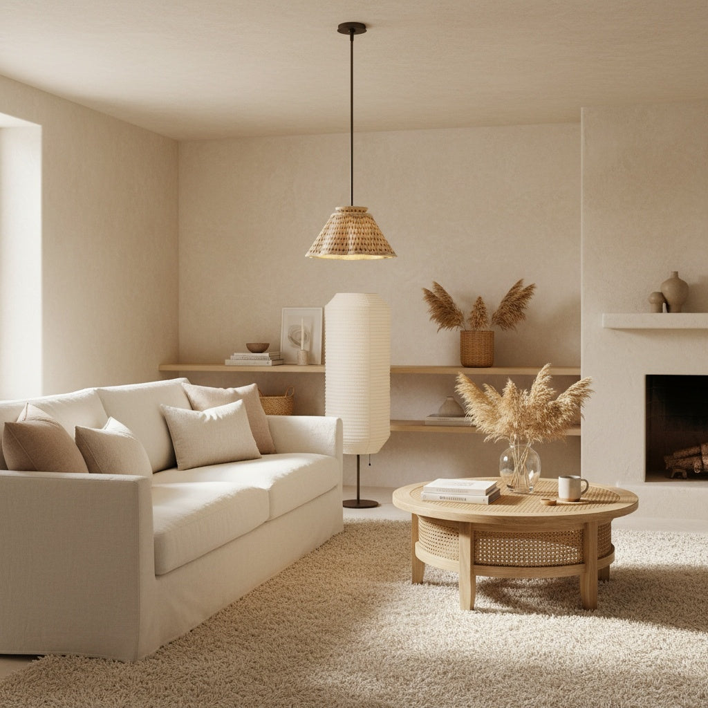 Florevian Nowoczesna Lampa Wisząca z Lnu - Artystyczne Wyraziste Oświetlenie do Jadalni