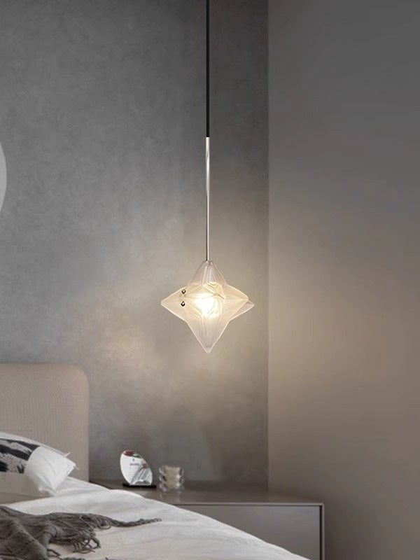 Art Deco Astris Elara Star Pendant Light – Frosted Glass Pendant with Geometric Style