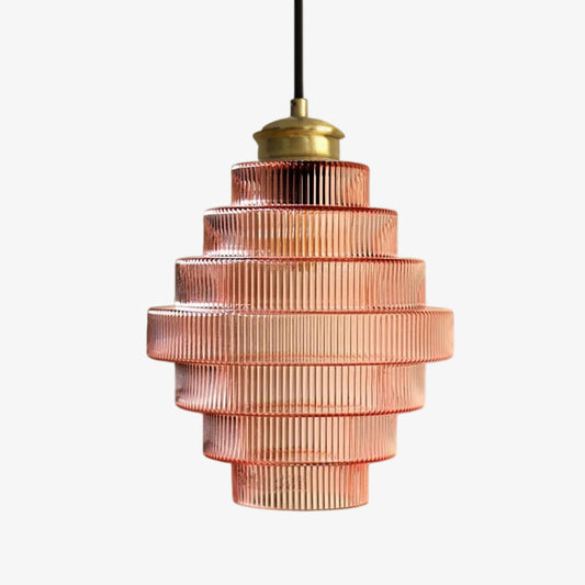 Bottis  Striped Glass Bottle Pendant Lamp with Artistic Vertical Shade U19