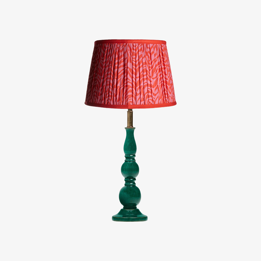 Grainora Table Lamp with Wooden Grain Base – Fabric Lampshade for Living Rooms