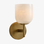 Cargar imagen en el visor de la Galería, White marble wall sconce with brass finish
