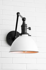 Load image into Gallery viewer, Conique Metal Vintage Industrial Swing Arm Wall Lamp - Adjustable Dome Shade for Study
