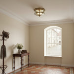 Cargar imagen en el visor de la Galería, Lámpara de techo empotrada estilo linterna antigua Braleen – Diseño de vidrio transparente para sala y dormitorio