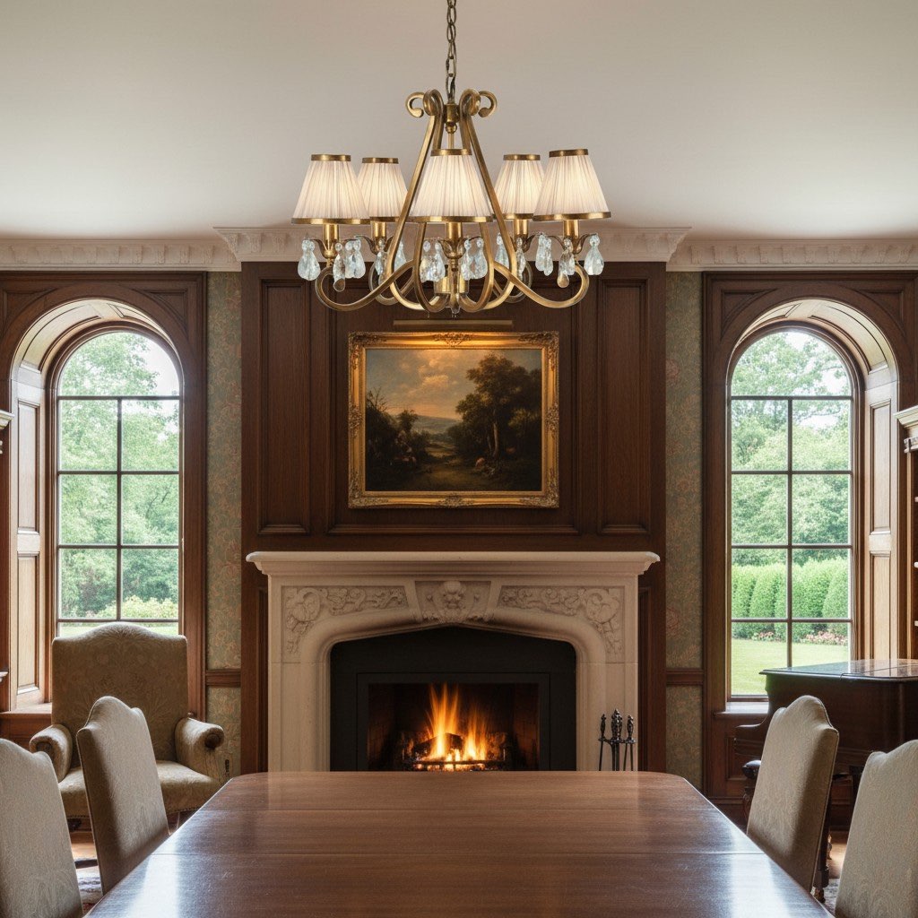 Talonis Mehrfach-Leuchten Stoff Kronleuchter - Elegante Metall gebogene Arme für Esszimmer und Wohnzimmer