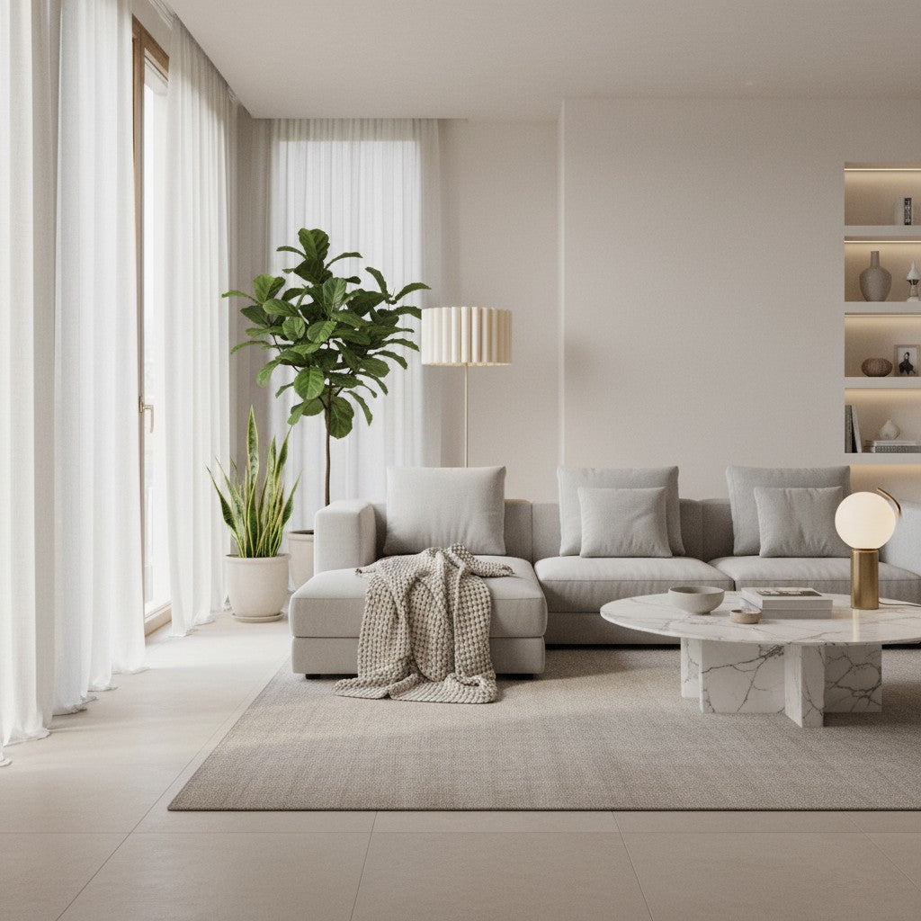 Velura Staande Vloerlamp - Beige Linnen Lampenkap en Metalen Voet