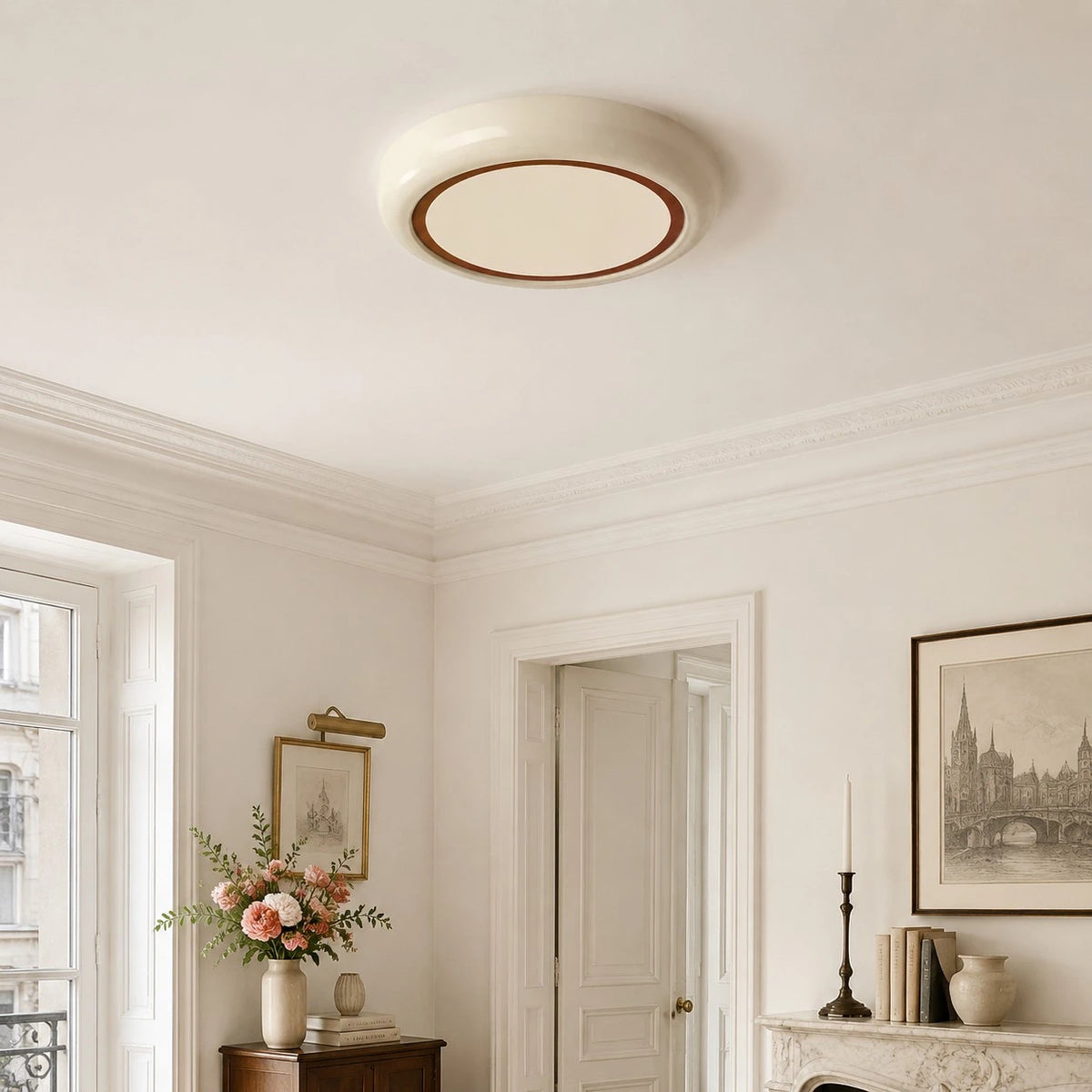 Room styling scene with ceiling lamp