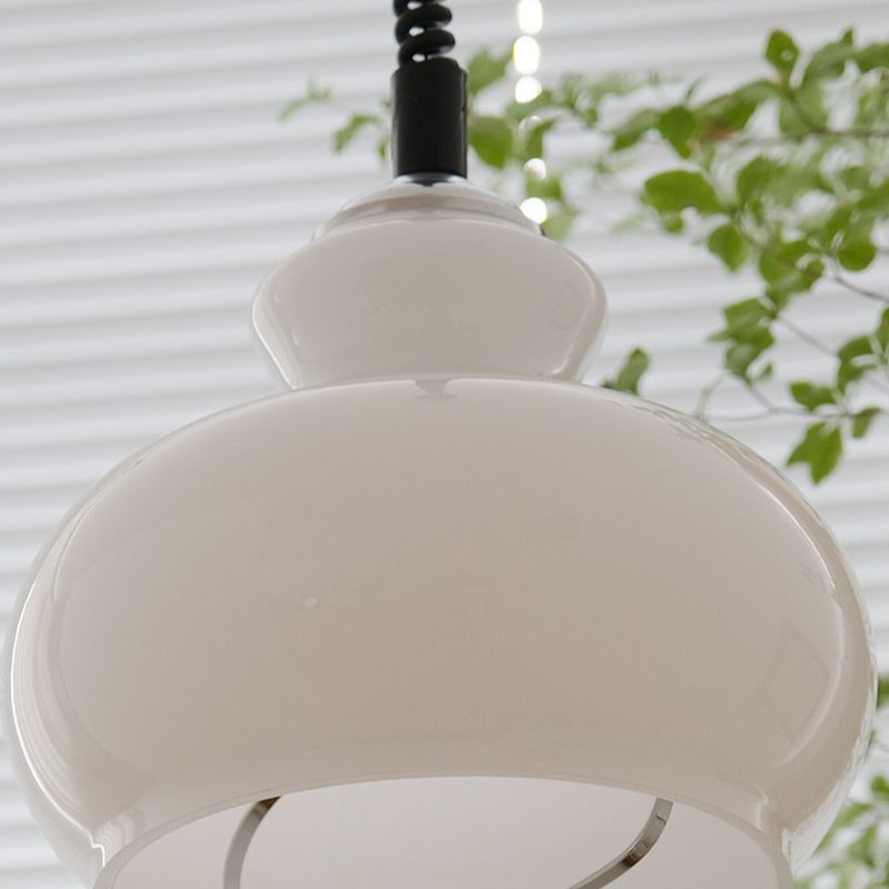 Lampada a sospensione in vetro crema retrò Lunea – Lampada vintage nordica per camera da letto e sala da pranzo