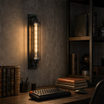 Afbeelding laden in galerijweergave, Industrial tube wall sconce beside shelves and books