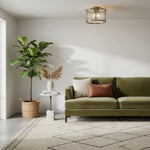 Load image into Gallery viewer, RibGlow Ribbed Glass Flush Ceiling Light – Classic Flush Mount Ceiling Lamp for Living Room or Hallway