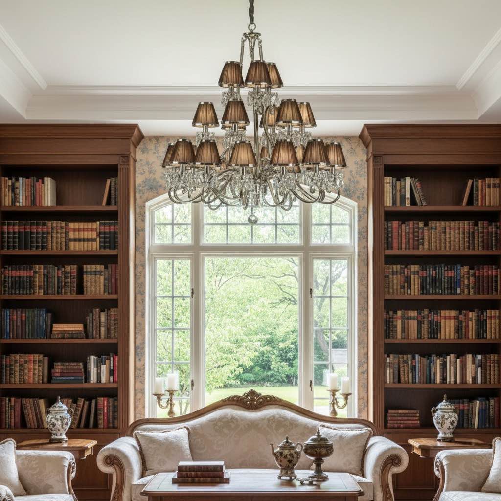 Talonis Mehrfach-Leuchten Stoff Kronleuchter - Elegante Metall gebogene Arme für Esszimmer und Wohnzimmer