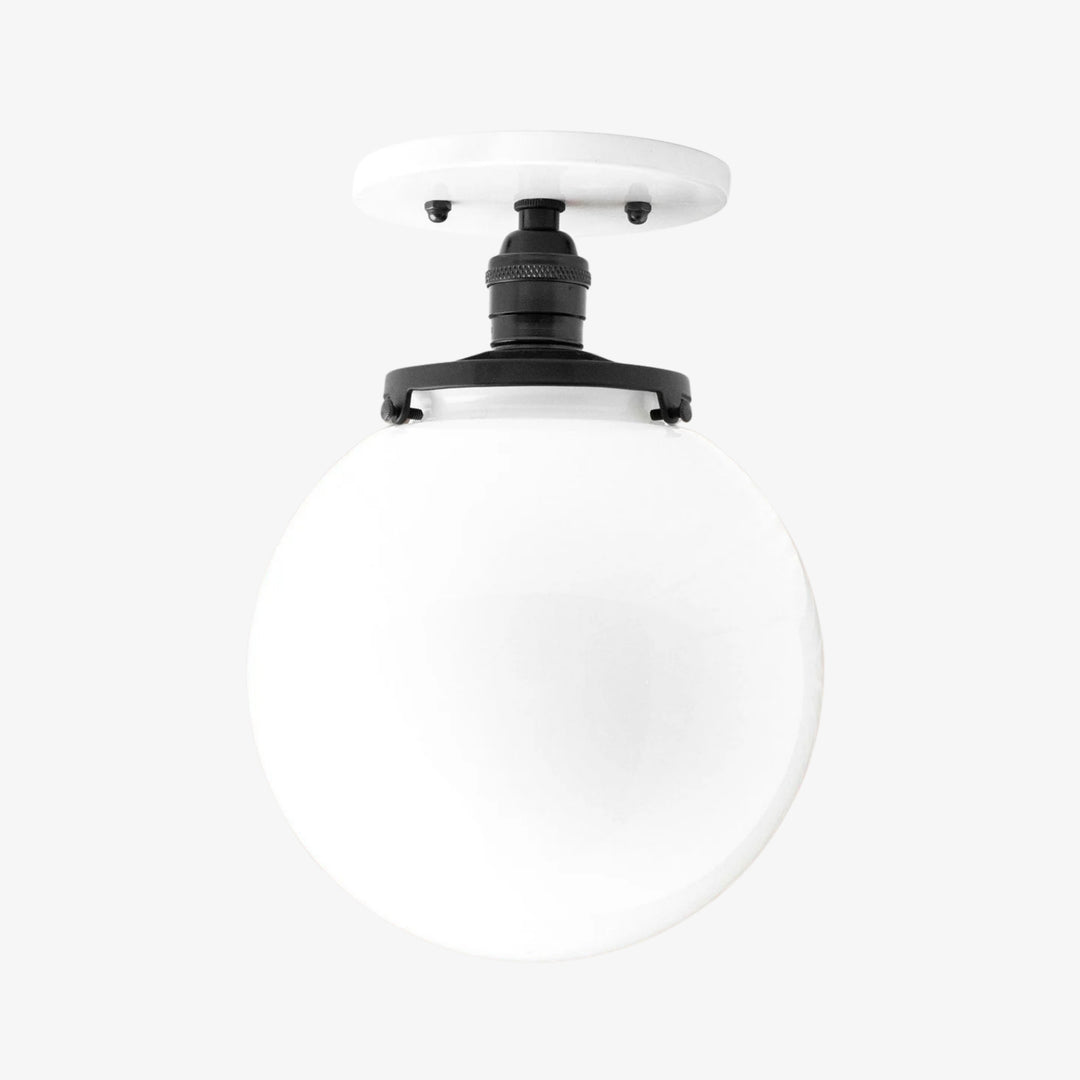 Glorica White Opal Sphere Modern Semi-Flush Light for Bedroom & Entryway