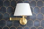 Load image into Gallery viewer, Ornato Luxe Brass Schoolhouse Sconce - Art Deco Wall Light with White Glass Shade
