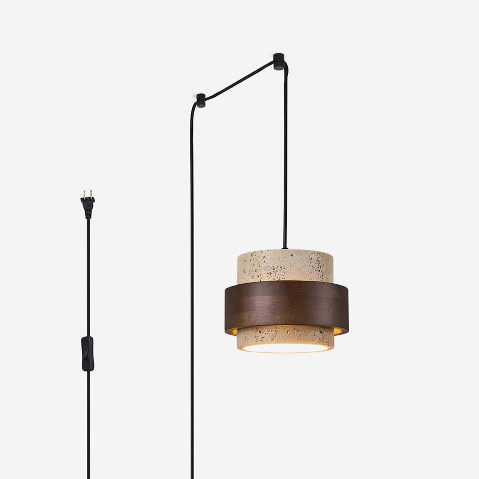 Lampa wisząca z wtyczką Cole z trawertynu
