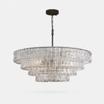 Afbeelding laden in galerijweergave, French vintage ripple glass chandelier with smoked glass