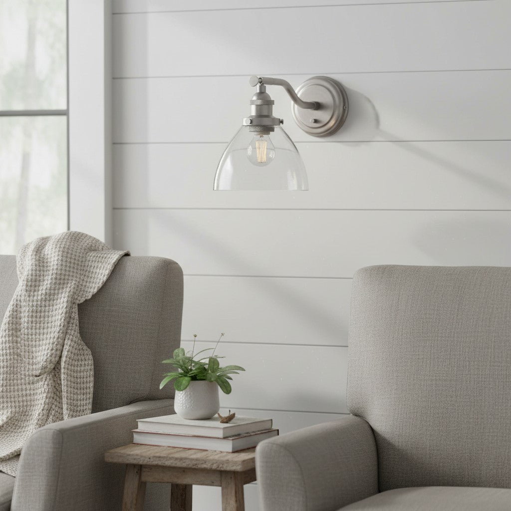 Collezione Lampade da Parete Novera – Paralumi in Vetro in Finiture Ottone, Argento, Nichel, Rame – Residenziale e Ospitalità Boutique