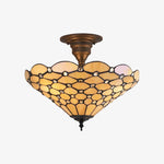 Afbeelding laden in galerijweergave, TF Pearl Handgemaakte Tiffany Plafondlamp – Art Deco Glas-in-Lood Lamp voor Hal of Woonkamer