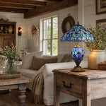 Load image into Gallery viewer, TF Tivanny Art Deco Stained Glass Table Lamp - Vintage Style for Bedroom or Living Room