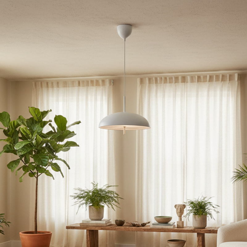 Aurelia Pendelleuchte – Skulpturaler Metallrahmen mit elegantem Schirm für Esszimmer und Eingangsbereich