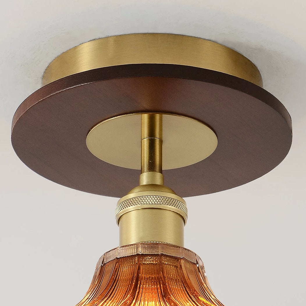 Ribbed Glass Semi Flush Mount Ceiling Light