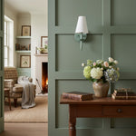 Load image into Gallery viewer, Curva Metal White Linen Sconce - Classic Brass Wall Light for Bedrooms
