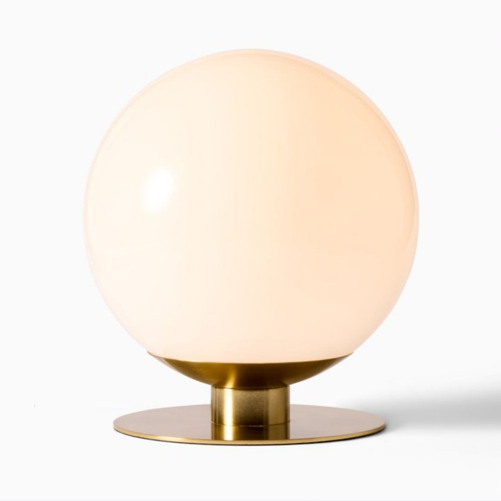 Rivolence Modern Table Lamp - Brass Finish White Glass Shade - Retro Style