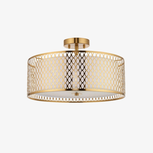 Lámpara de Techo Empotrada Liorin Geométrica de 3 Luces - Lámpara de Tela Metálica de Malla para Sala o Pasillo