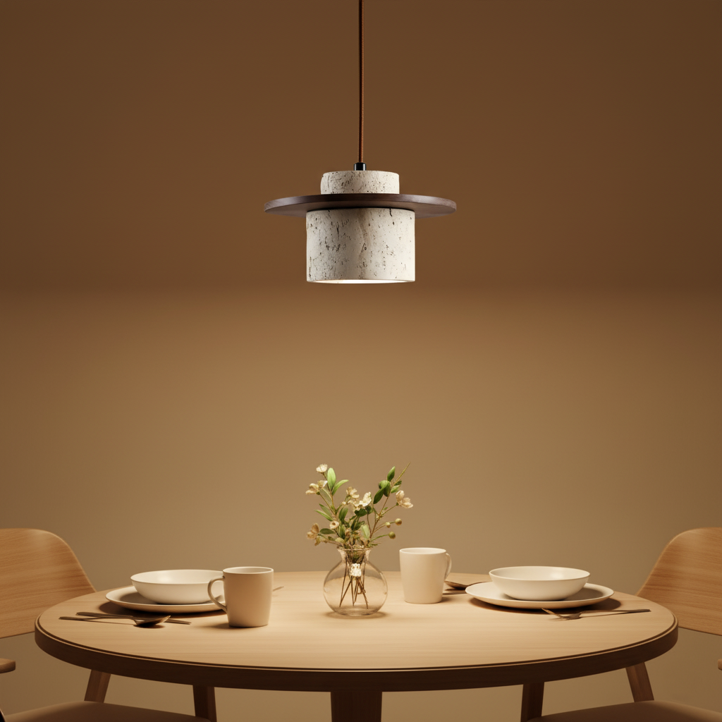 Suspension vintage en travertin style japonais