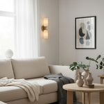 Bild in der Galerieansicht laden, Vega Glas 2-Licht-Wandleuchte mit Champagner-Glasschirmen - Moderne Metallrahmen-Wandlampe für Badezimmer &amp; Flur