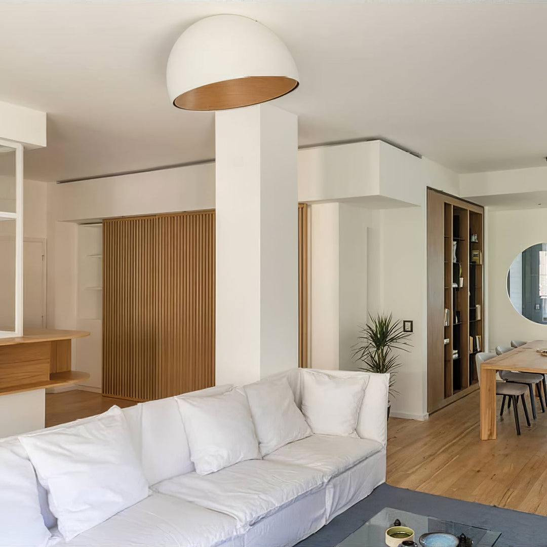 Lampe Plafonnier Duo – Luminaire Moderne en Bois Grain et Métal à Montage Affleurant pour Salon et Chambre