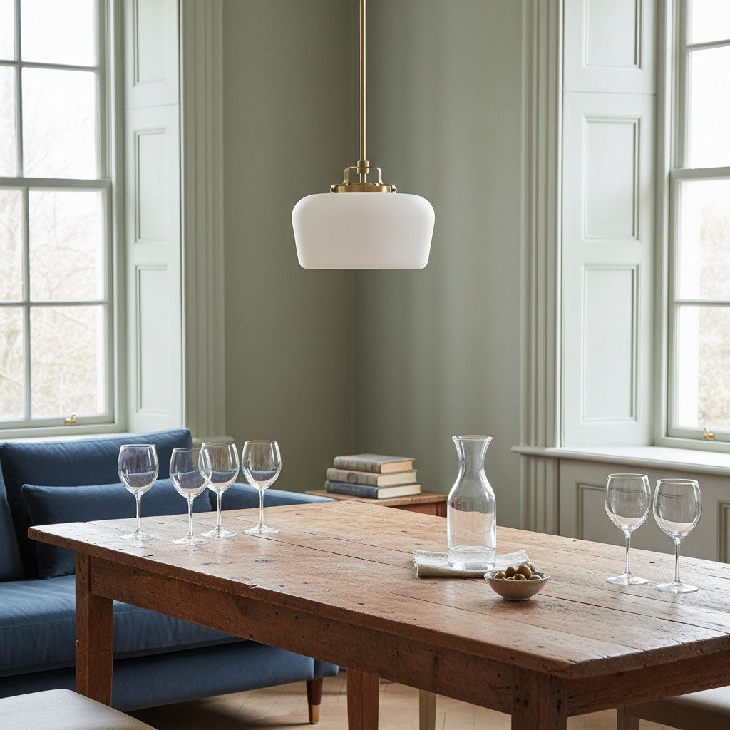 Lámpara colgante de vidrio opalino Lirra - Gota metálica moderna ajustable para cocina y comedor