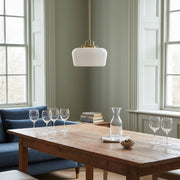 Lámpara colgante de vidrio opalino Lirra - Gota metálica moderna ajustable para cocina y comedor