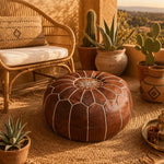 Bild in die Galerieansicht laden, brown Moroccan pouf room scene