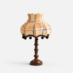 Cargar imagen en el visor de la Galería, Vintage plaid fabric table lamp with compact turned base
