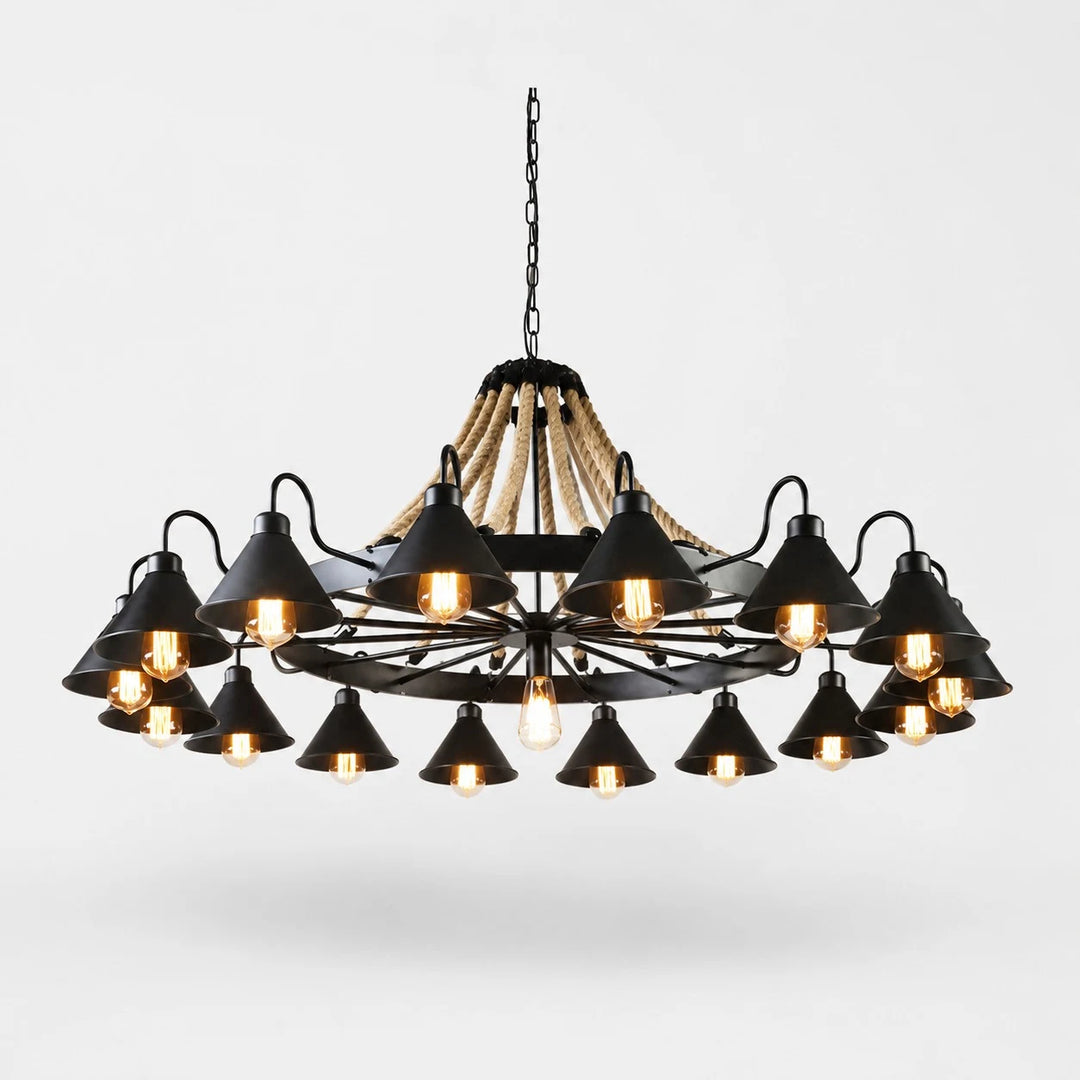 Rustic farmhouse rope chandelier