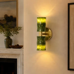 Cargar imagen en el visor de la Galería, Green bamboo wall lamp view 4