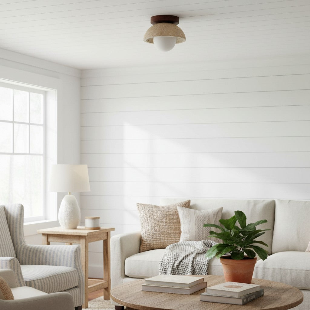 Travira Plafondlamp Gestructureerd Komvormig Ontwerp Inbouw Plafondlamp – Organische Stijl voor Woonkamers