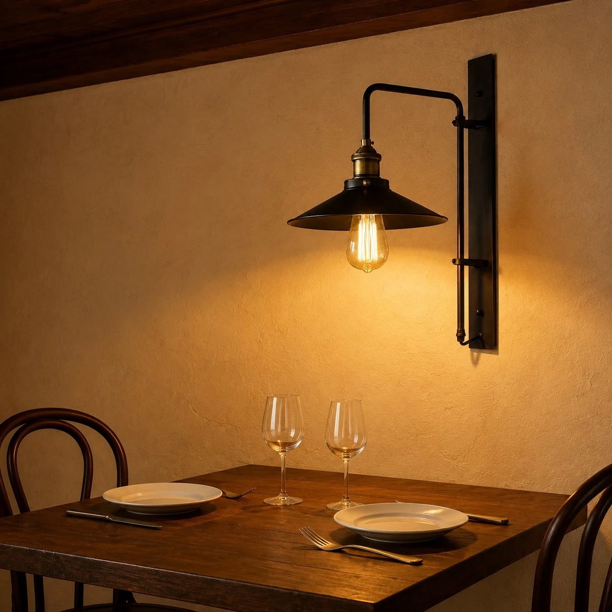 Solenvo dark bronze outdoor wall lamp scene view