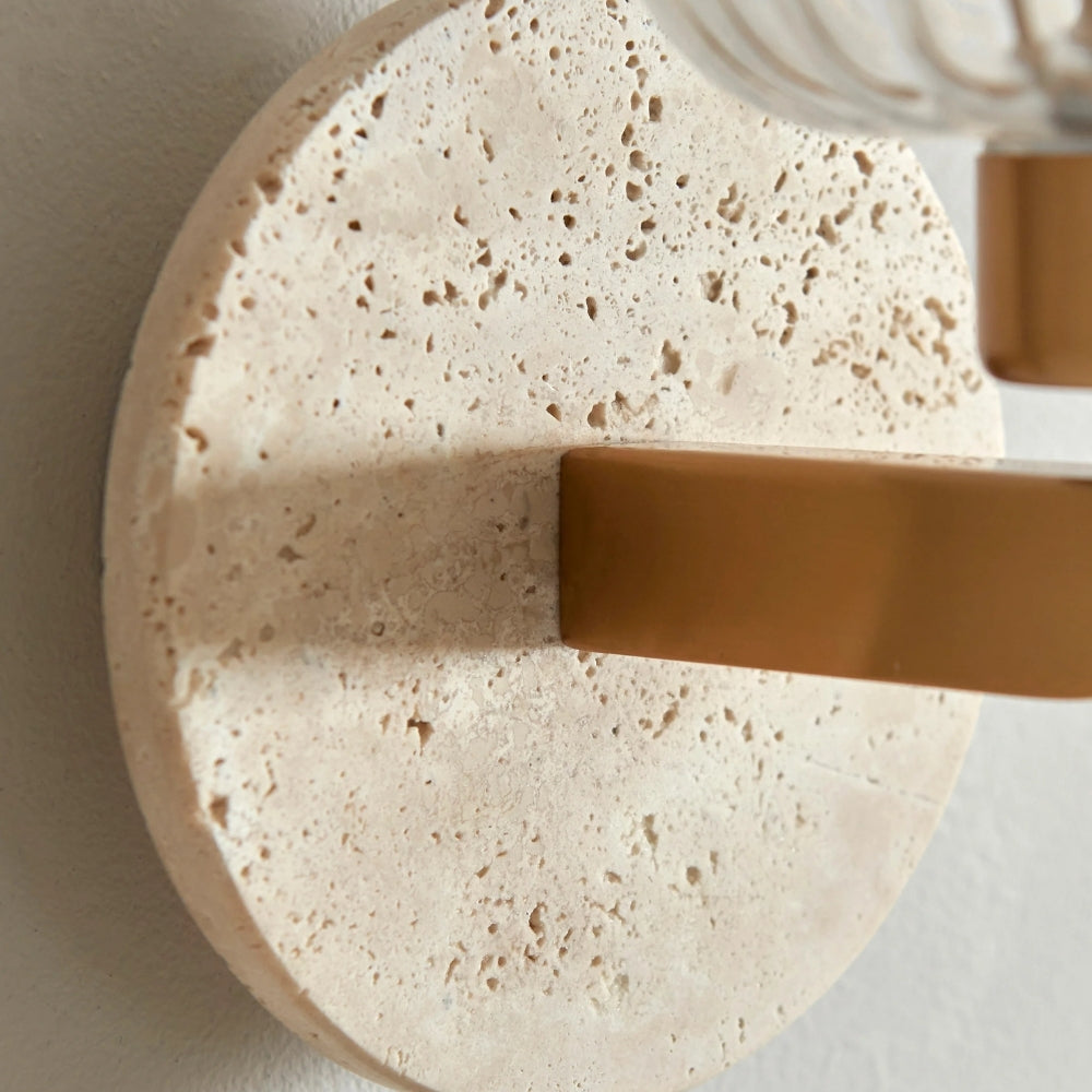 Lámpara de Pared Moderna de Mármol Korlisse - Latón Vintage y Acento de Vidrio Transparente para Sala de Estar y Pasillo