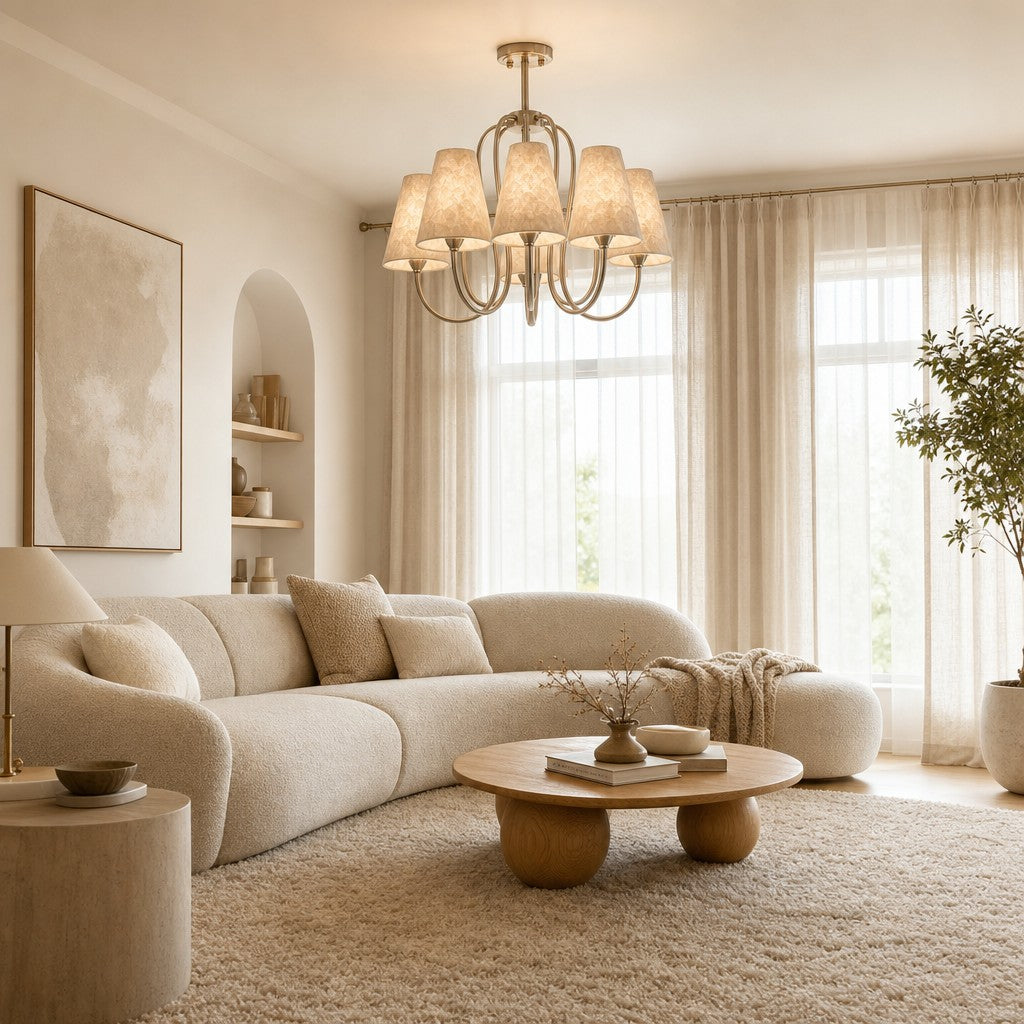 Micahell Modern Shell Pendant Light – Sculptural Multi-Head Chandelier for Living Room