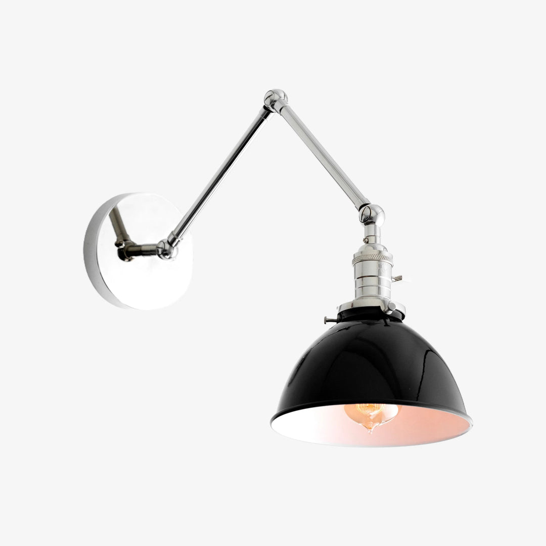 Conique Metal Vintage Industrial Swing Arm Wall Lamp - Adjustable Dome Shade for Study