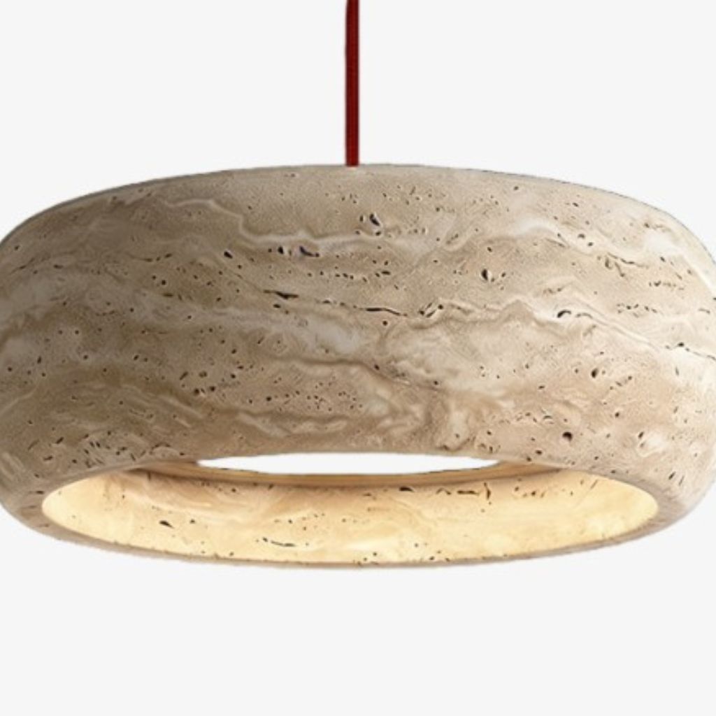 Kairis Travertijn Natuursteen Hanglamp - Vintage Stijl Verlichting voor Eet- en Woonruimtes