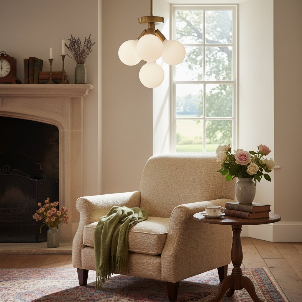 Glorica Glass Flush Mount Light - Globe Ceiling Fixture Modern