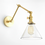 Load image into Gallery viewer, Conique Metal Industrial Wall Sconce with Adjustable Arm - Vintage Glass Cone Shade
