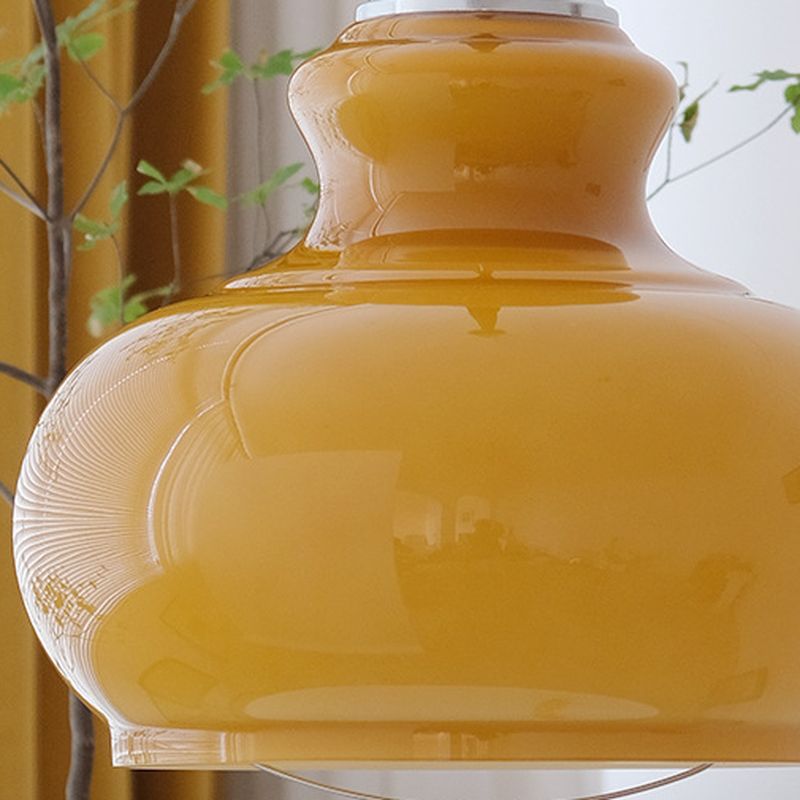 Lampada a sospensione in vetro crema retrò Lunea – Lampada vintage nordica per camera da letto e sala da pranzo