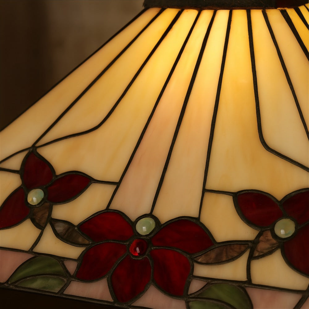 Lámpara Colgante con Patrón Clásico TF Camillo – Lámpara de Vidrio Teñido para Dormitorio o Pasillo