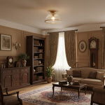 Load image into Gallery viewer, Luntra Ribbed Glass Uplighter Flush – Elegant Ceiling Light for Hallways and Bedrooms