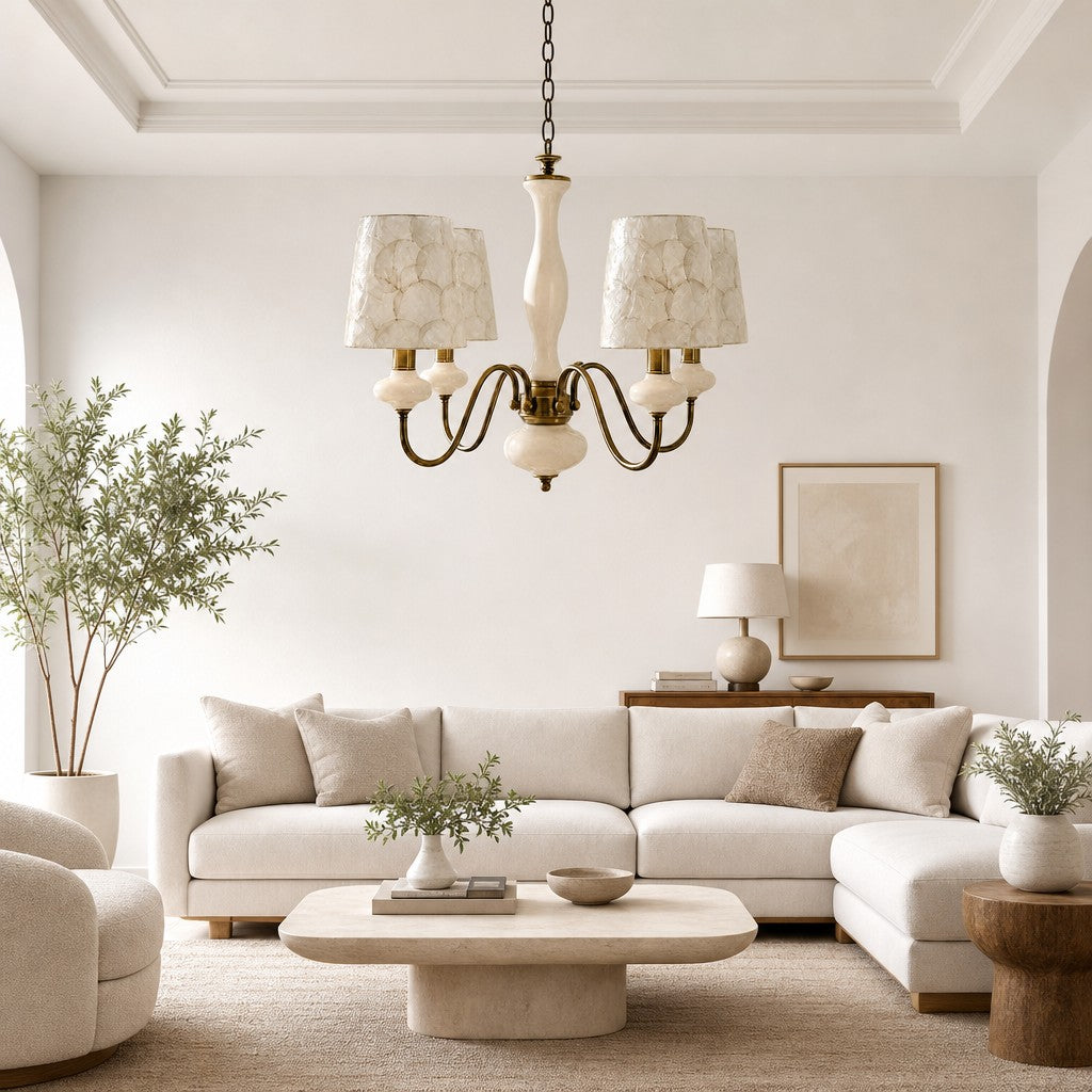 Shellure Retro Shell Texture Chandelier - Sculptural Coastal Home Lighting Fixture