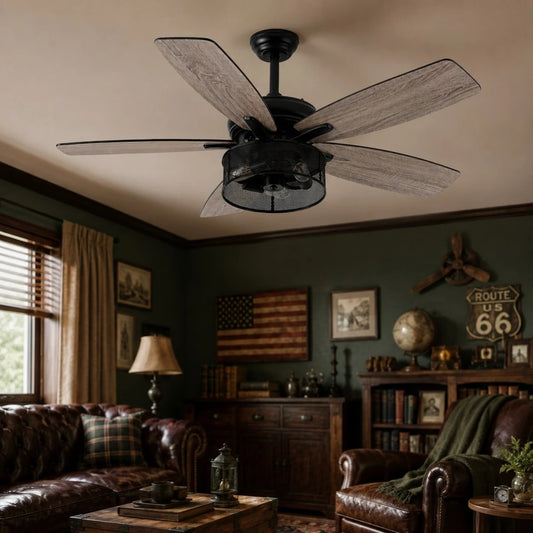 Vintage ceiling fan light installed in a living room