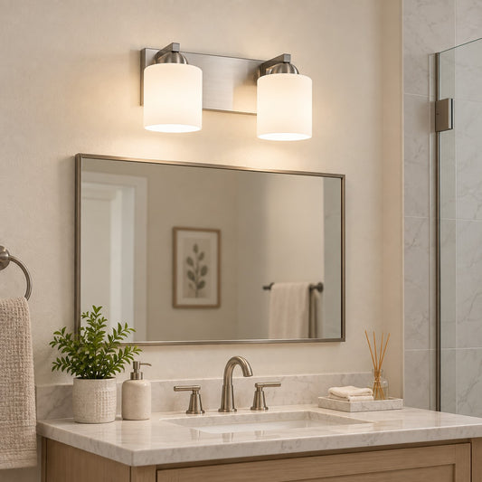 Modern Metal Vanity Light with Glass Shades for Bathrooms